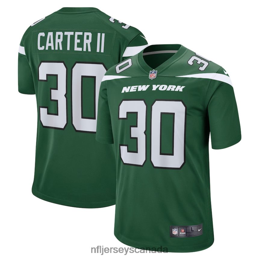 Men New York Jets Michael Carter II Nike Gotham Green Game Jersey Clothing NFL TBXFR64304
