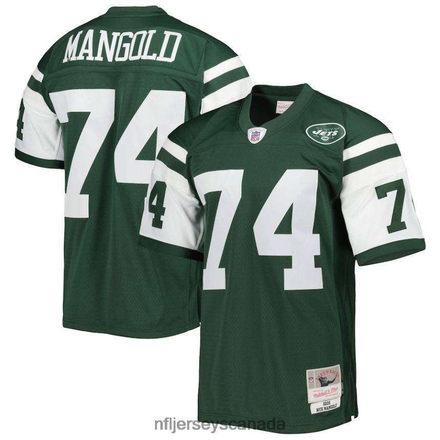 Men New York Jets Nick Mangold Mitchell  Ness Green 2006 Legacy Replica Jersey Clothing NFL TBXFR61850