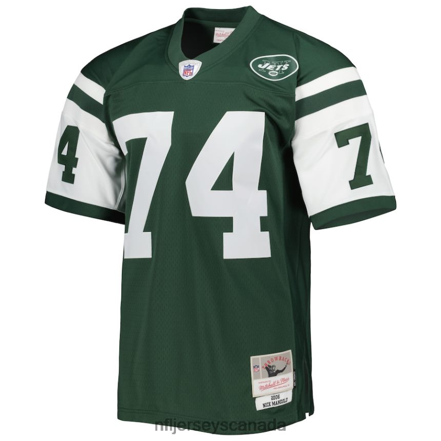 Men New York Jets Nick Mangold Mitchell  Ness Green 2006 Legacy Replica Jersey Clothing NFL TBXFR61850