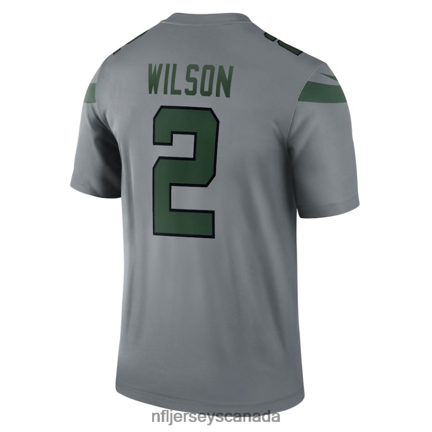 Men New York Jets Zach Wilson Nike Gray Inverted Legend Jersey Clothing NFL TBXFR63485