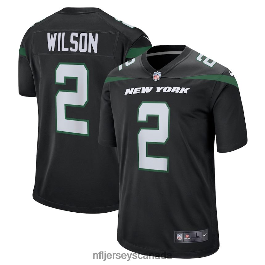 Men New York Jets Zach Wilson Nike Stealth Black Game Jersey Clothing NFL TBXFR63213