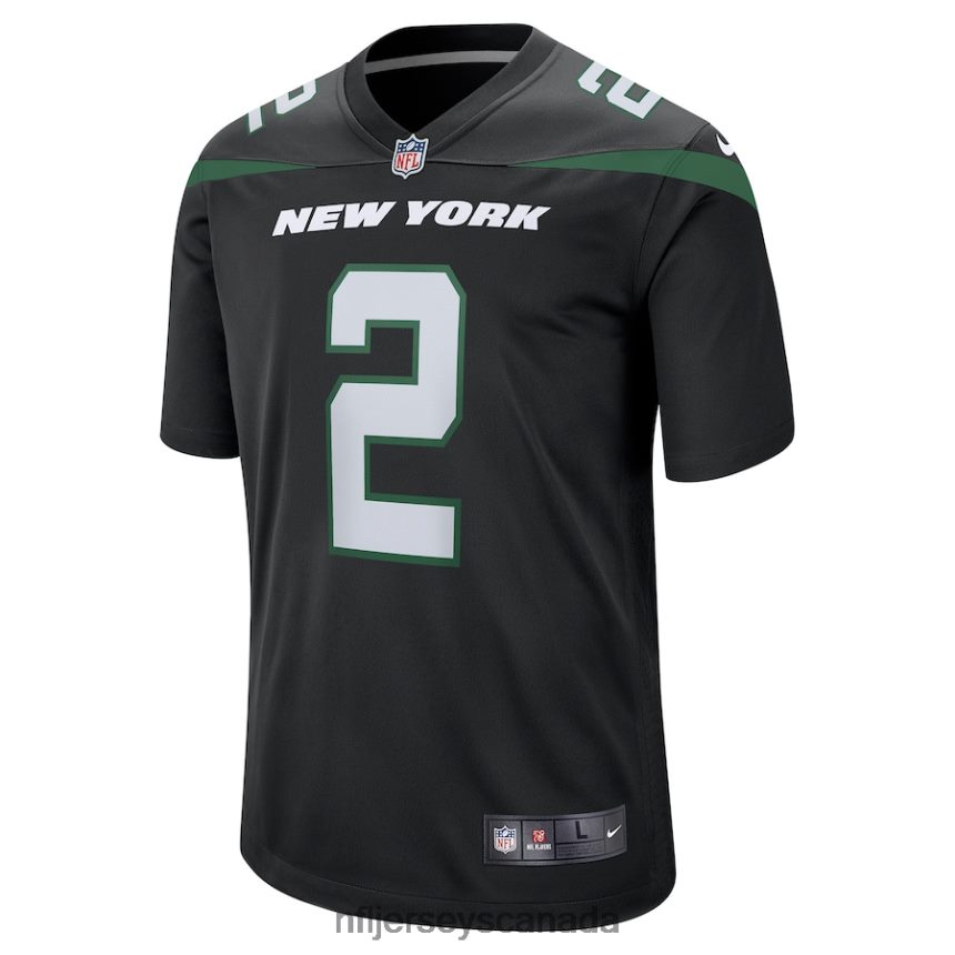 Men New York Jets Zach Wilson Nike Stealth Black Game Jersey Clothing NFL TBXFR63213