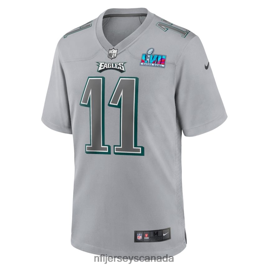 Men Philadelphia Eagles AJ Brown Nike Gray Super Bowl LVII Patch Atmosphere Fashion Game Jersey Clothing NFL TBXFR6180