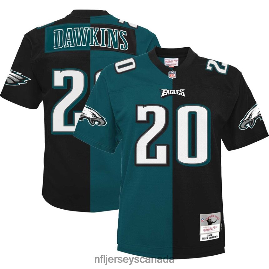 Men Philadelphia Eagles Brian Dawkins Mitchell  Ness Midnight Green/Black 2004 Split Legacy Replica Jersey Clothing NFL TBXFR6715