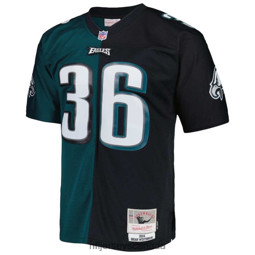 Men Philadelphia Eagles Brian Westbrook Mitchell  Ness Midnight Green/Black 2004 Split Legacy Replica Jersey Clothing NFL TBXFR61650