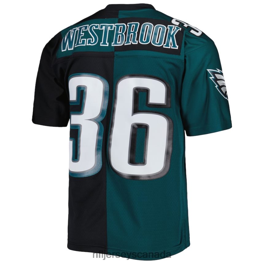 Men Philadelphia Eagles Brian Westbrook Mitchell  Ness Midnight Green/Black 2004 Split Legacy Replica Jersey Clothing NFL TBXFR61650