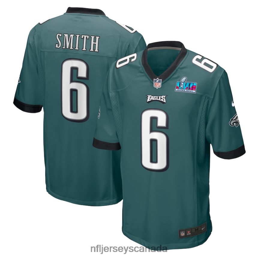 Men Philadelphia Eagles DeVonta Smith Nike Midnight Green Super Bowl LVII Patch Game Jersey Clothing NFL TBXFR6419