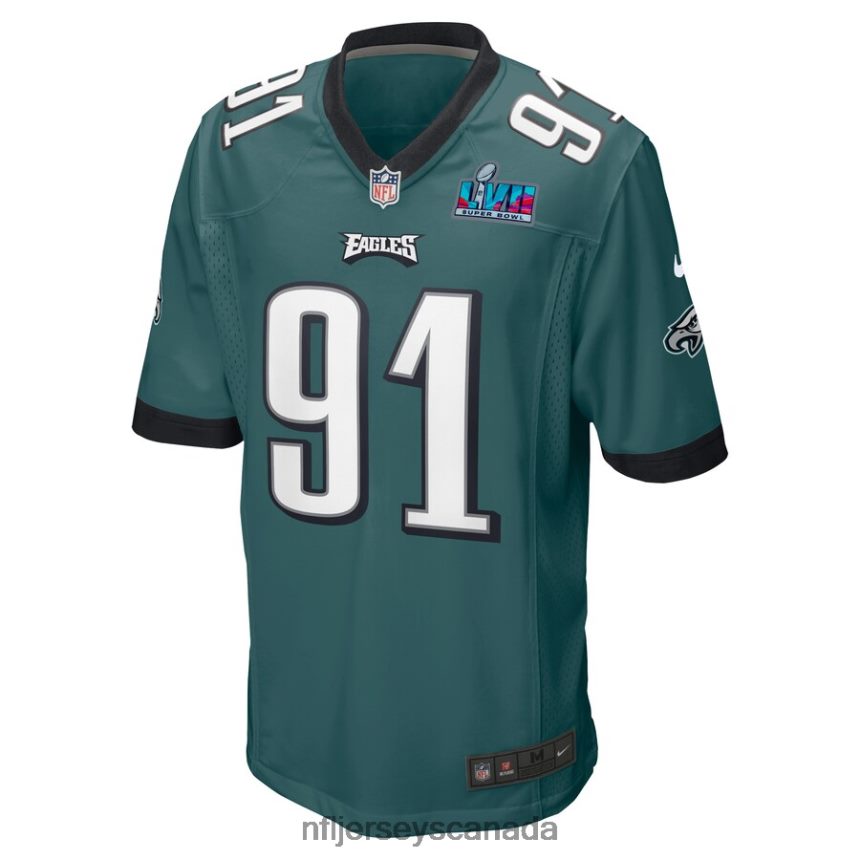 Men Philadelphia Eagles Fletcher Cox Nike Midnight Green Super Bowl LVII Patch Game Jersey Clothing NFL TBXFR6565