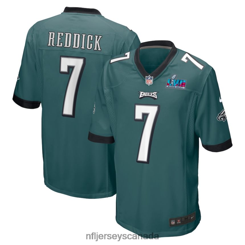 Men Philadelphia Eagles Haason Reddick Nike Midnight Green Super Bowl LVII Patch Game Jersey Clothing NFL TBXFR6387