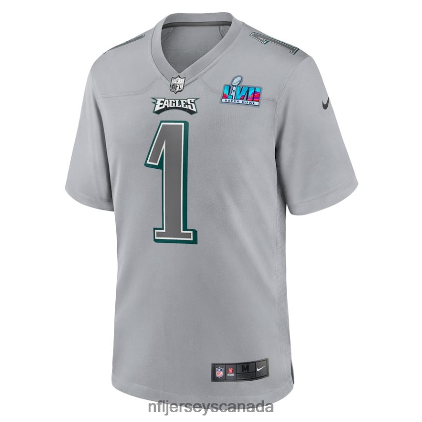 Men Philadelphia Eagles Jalen Hurts Nike Gray Super Bowl LVII Patch Atmosphere Fashion Game Jersey Clothing NFL TBXFR6105