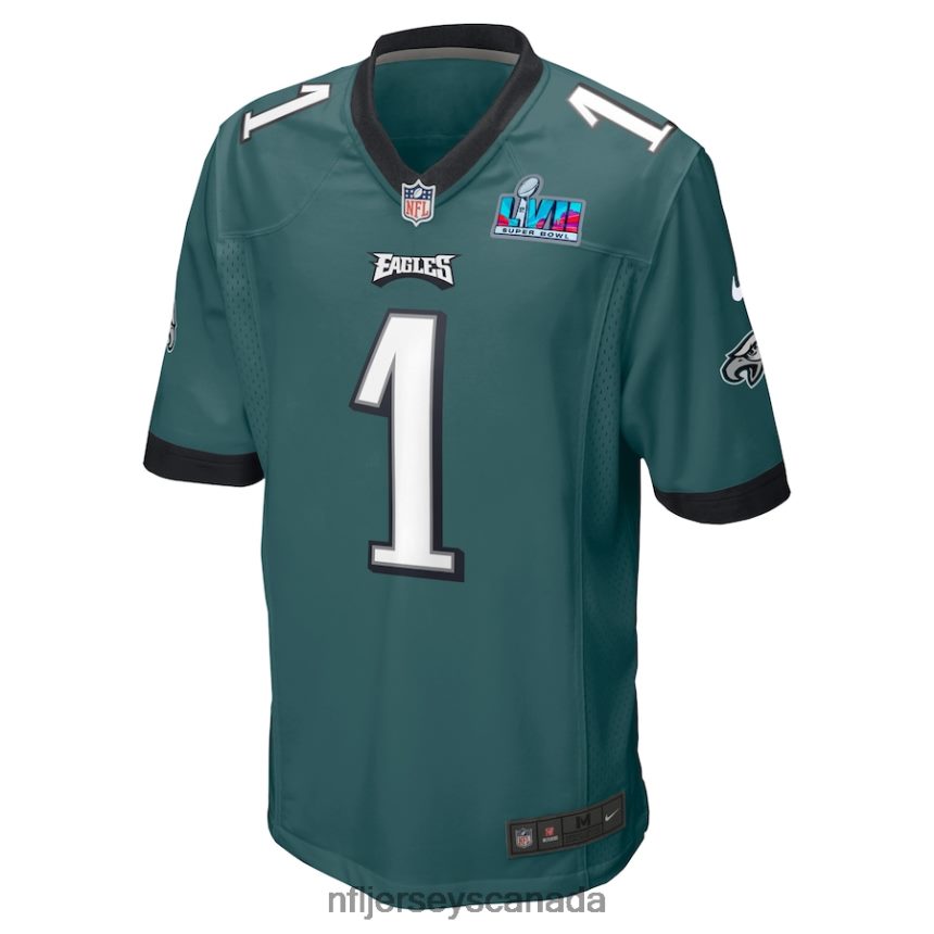 Men Philadelphia Eagles Jalen Hurts Nike Midnight Green Super Bowl LVII Patch Game Jersey Clothing NFL TBXFR67