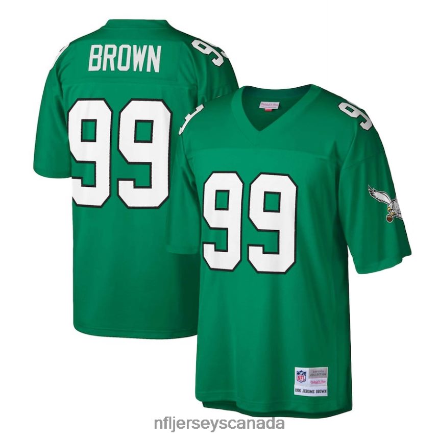 Men Philadelphia Eagles Jerome Brown Mitchell  Ness Kelly Green Big  Tall 1990 Retired Player Replica Jersey Clothing NFL TBXFR62516