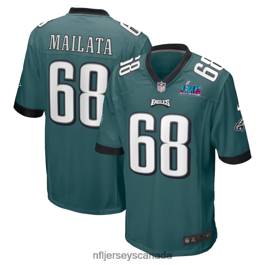 Men Philadelphia Eagles Jordan Mailata Nike Midnight Green Super Bowl LVII Patch Game Jersey Clothing NFL TBXFR61148