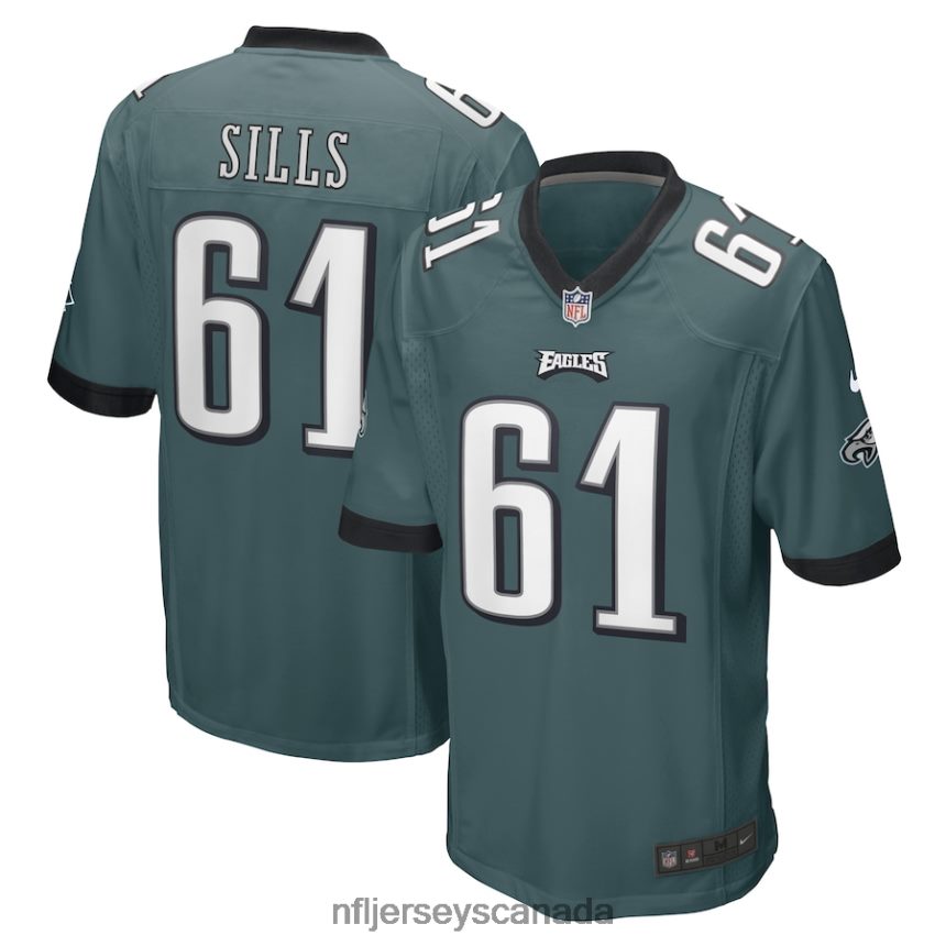 Men Philadelphia Eagles Josh Sills Nike Midnight Green Game Player Jersey Clothing NFL TBXFR64306