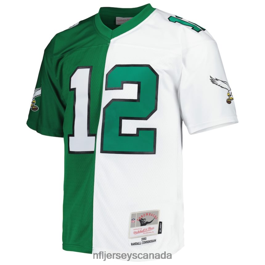 Men Philadelphia Eagles Randall Cunningham Mitchell  Ness Kelly Green/White 1990 Split Legacy Replica Jersey Clothing NFL TBXFR6488