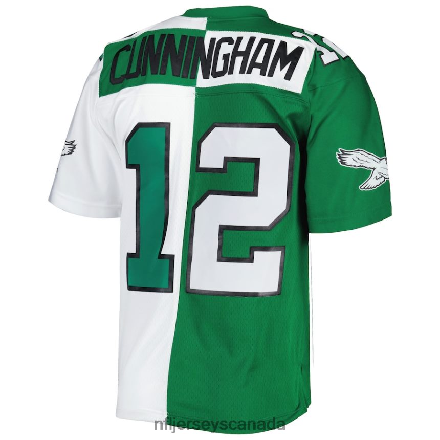 Men Philadelphia Eagles Randall Cunningham Mitchell  Ness Kelly Green/White 1990 Split Legacy Replica Jersey Clothing NFL TBXFR6488
