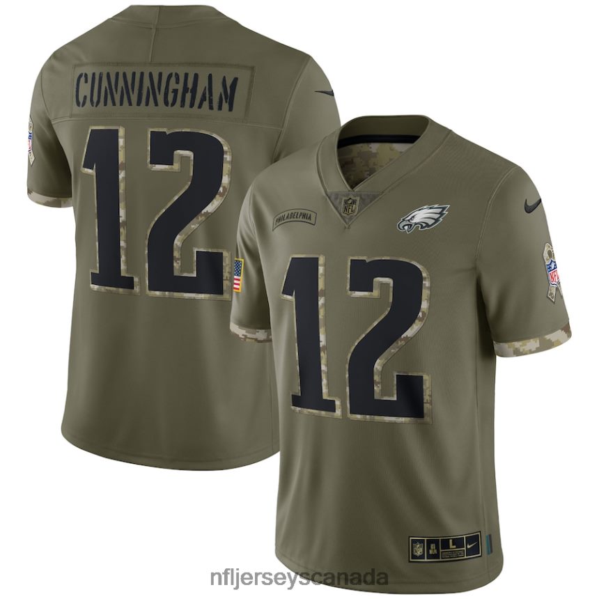 Men Philadelphia Eagles Randall Cunningham Nike Olive 2022 Salute To Service Retired Player Limited Jersey Clothing NFL TBXFR6596