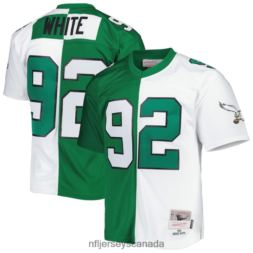 Men Philadelphia Eagles Reggie White Mitchell  Ness Kelly Green/White 1990 Split Legacy Replica Jersey Clothing NFL TBXFR6766