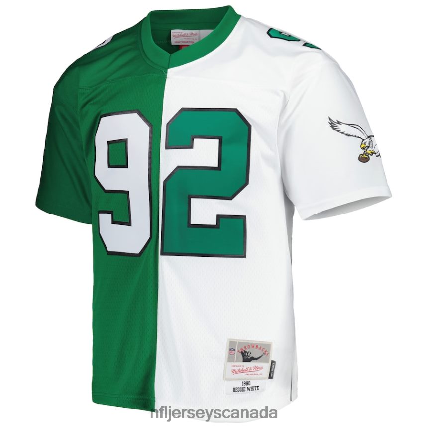 Men Philadelphia Eagles Reggie White Mitchell  Ness Kelly Green/White 1990 Split Legacy Replica Jersey Clothing NFL TBXFR6766