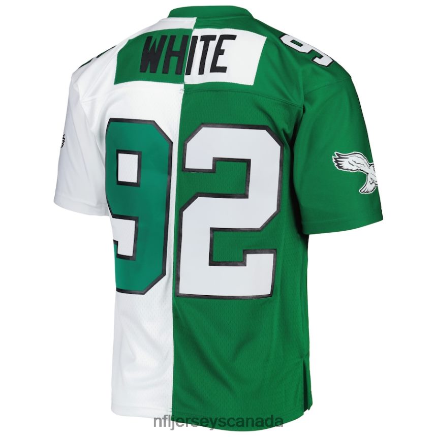Men Philadelphia Eagles Reggie White Mitchell  Ness Kelly Green/White 1990 Split Legacy Replica Jersey Clothing NFL TBXFR6766