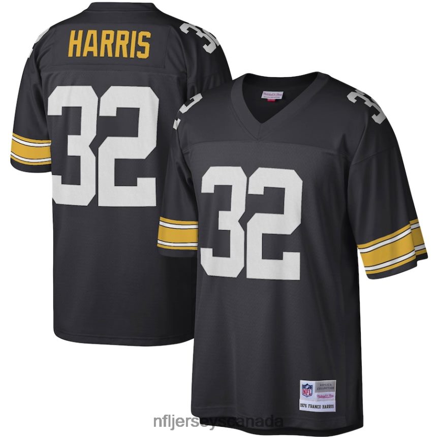 Men Pittsburgh Steelers Franco Harris Mitchell  Ness Black Legacy Replica Jersey Clothing NFL TBXFR6427