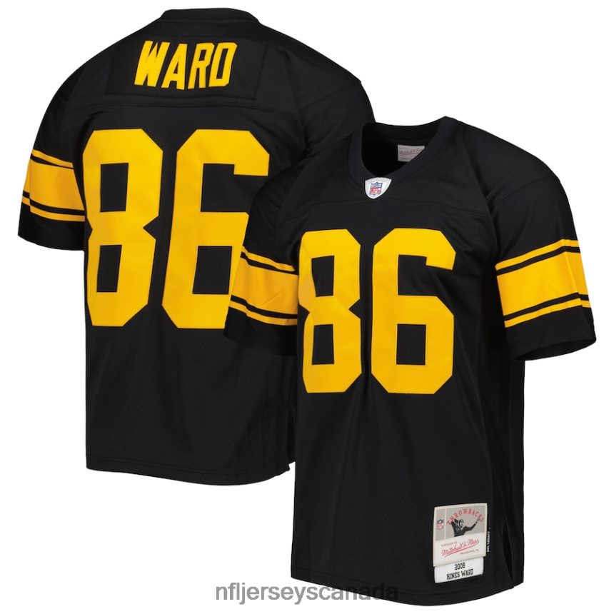 Men Pittsburgh Steelers Hines Ward Mitchell  Ness Black Alternate 2008 Legacy Replica Jersey Clothing NFL TBXFR62790