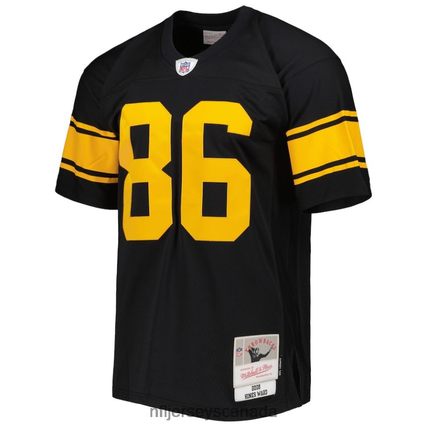 Men Pittsburgh Steelers Hines Ward Mitchell  Ness Black Alternate 2008 Legacy Replica Jersey Clothing NFL TBXFR62790
