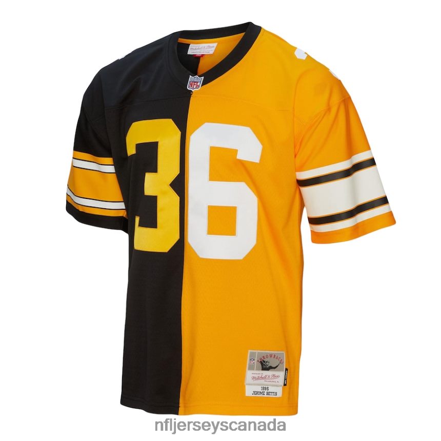 Men Pittsburgh Steelers Jerome Bettis Mitchell  Ness Black/Gold 1996 Split Legacy Replica Jersey Clothing NFL TBXFR6837