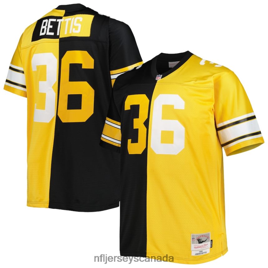 Men Pittsburgh Steelers Jerome Bettis Mitchell  Ness Black/Gold Big  Tall Split Legacy Retired Player Replica Jersey Clothing NFL TBXFR61530