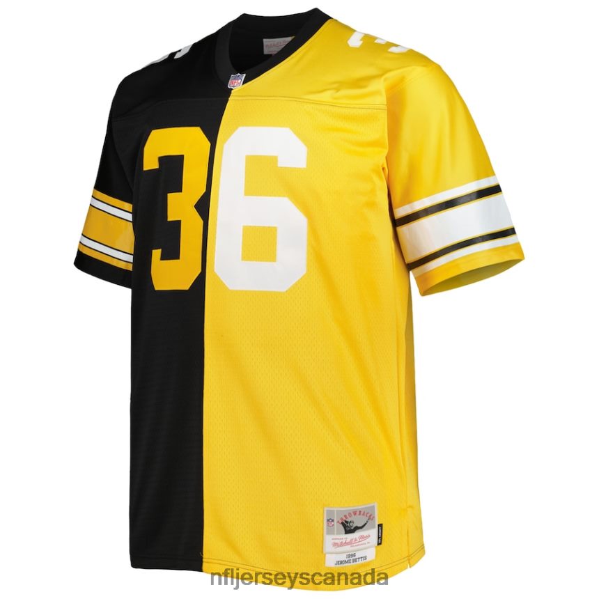 Men Pittsburgh Steelers Jerome Bettis Mitchell  Ness Black/Gold Big  Tall Split Legacy Retired Player Replica Jersey Clothing NFL TBXFR61530