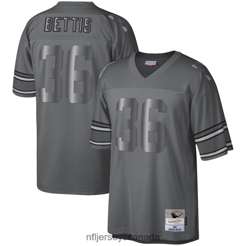 Men Pittsburgh Steelers Jerome Bettis Mitchell  Ness Charcoal 1996 Retired Player Metal Legacy Jersey Clothing NFL TBXFR63346