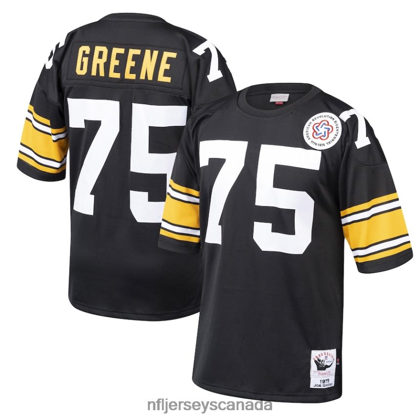 Men Pittsburgh Steelers Joe Greene Mitchell  Ness Black 1975 Authentic Throwback Retired Player Jersey Clothing NFL TBXFR62966