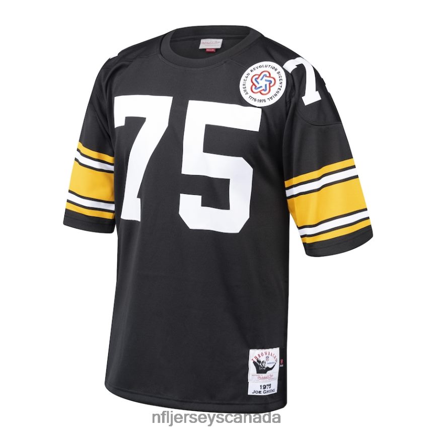 Men Pittsburgh Steelers Joe Greene Mitchell  Ness Black 1975 Authentic Throwback Retired Player Jersey Clothing NFL TBXFR62966
