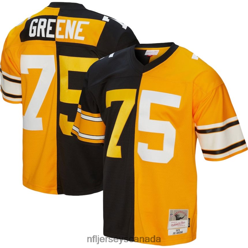 Men Pittsburgh Steelers Joe Greene Mitchell  Ness Black/Gold 1976 Split Legacy Replica Jersey Clothing NFL TBXFR61972