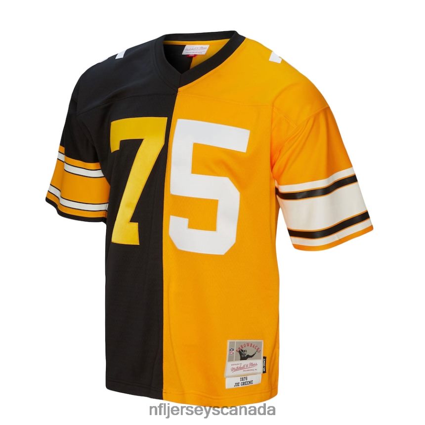 Men Pittsburgh Steelers Joe Greene Mitchell  Ness Black/Gold 1976 Split Legacy Replica Jersey Clothing NFL TBXFR61972