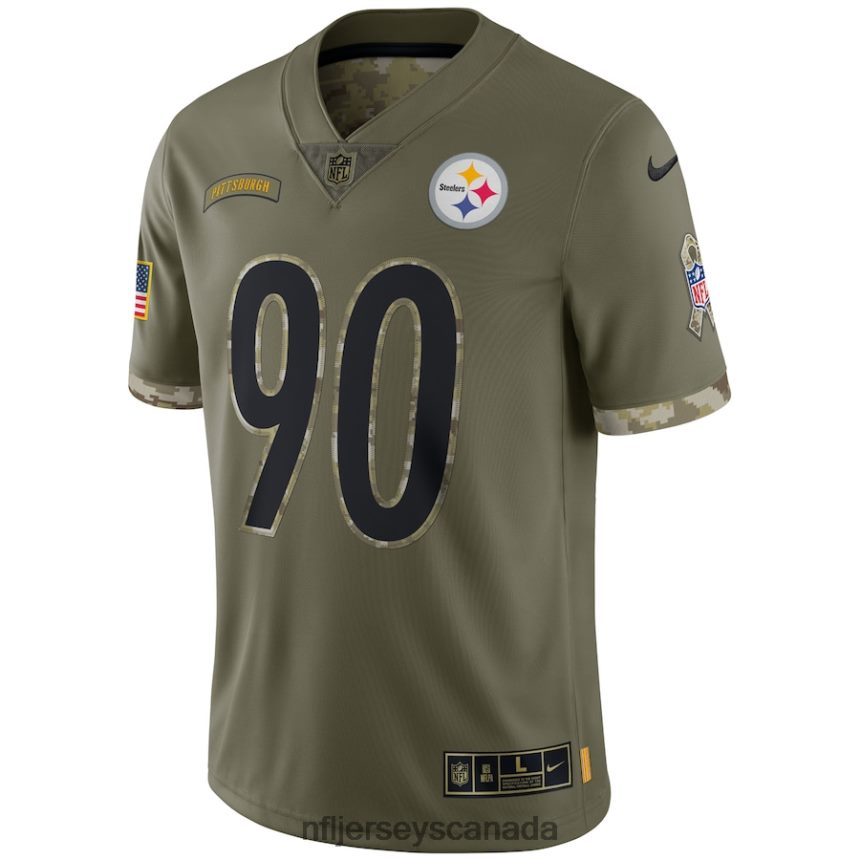 Men Pittsburgh Steelers TJ Watt Nike Olive 2022 Salute To Service Limited Jersey Clothing NFL TBXFR62455