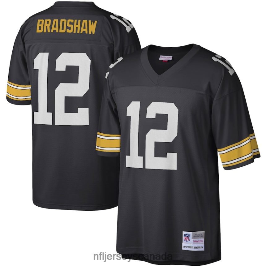 Men Pittsburgh Steelers Terry Bradshaw Mitchell  Ness Black Legacy Replica Jersey Clothing NFL TBXFR62276