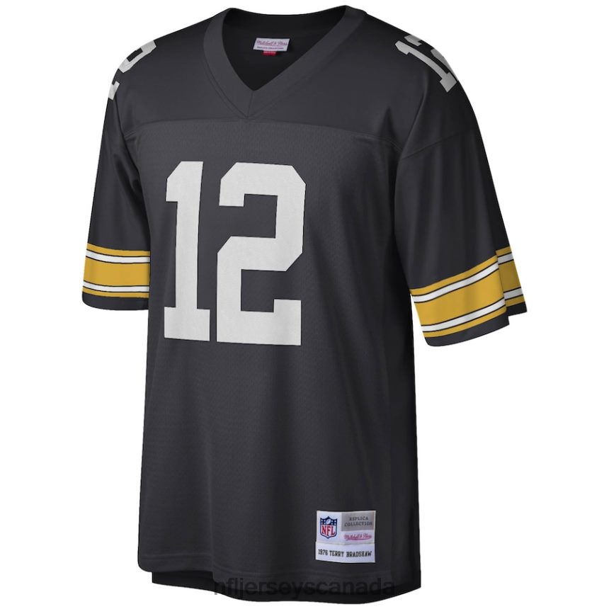 Men Pittsburgh Steelers Terry Bradshaw Mitchell  Ness Black Legacy Replica Jersey Clothing NFL TBXFR62276