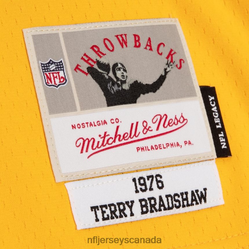 Men Pittsburgh Steelers Terry Bradshaw Mitchell  Ness Black/Gold 1976 Split Legacy Replica Jersey Clothing NFL TBXFR61816