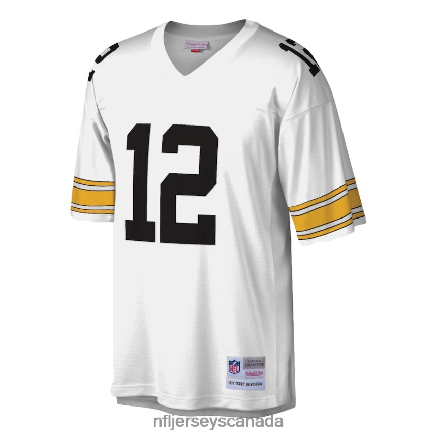 Men Pittsburgh Steelers Terry Bradshaw Mitchell  Ness White Legacy Replica Jersey Clothing NFL TBXFR65492