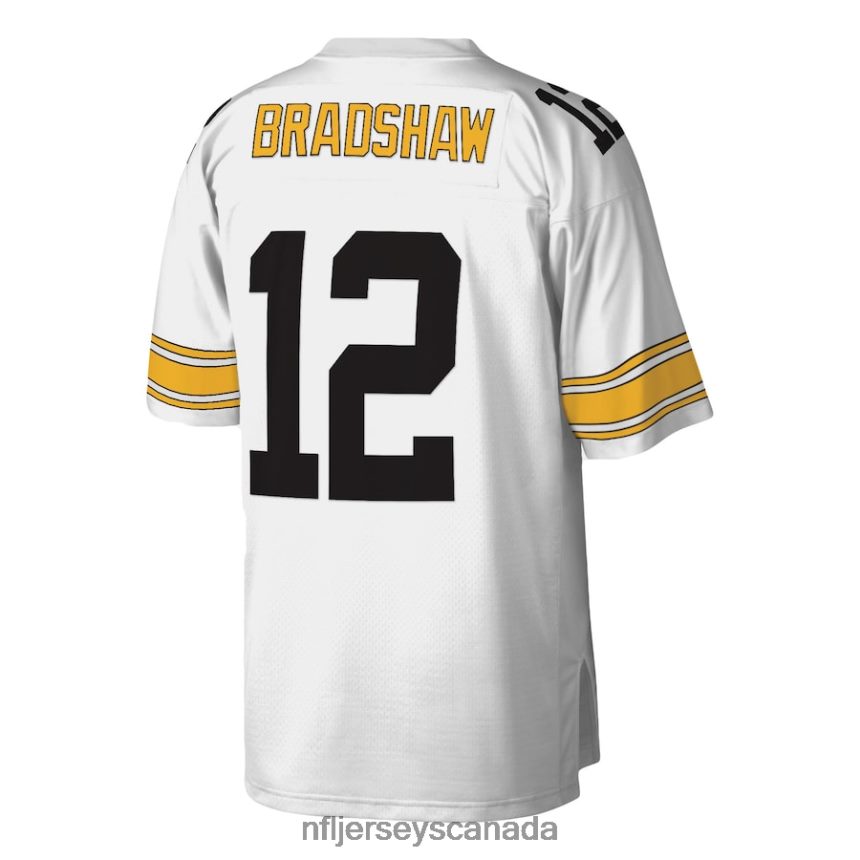 Men Pittsburgh Steelers Terry Bradshaw Mitchell  Ness White Legacy Replica Jersey Clothing NFL TBXFR65492