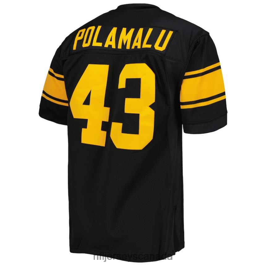 Men Pittsburgh Steelers Troy Polamalu Mitchell  Ness Black 2008 Alternate Authentic Retired Player Jersey Clothing NFL TBXFR65810