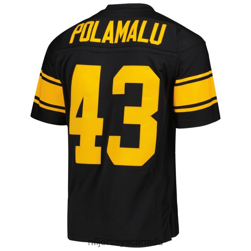 Men Pittsburgh Steelers Troy Polamalu Mitchell  Ness Black Alternate 2008 Legacy Replica Jersey Clothing NFL TBXFR6245