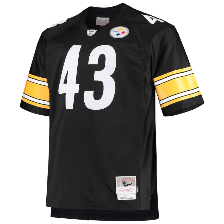 Men Pittsburgh Steelers Troy Polamalu Mitchell  Ness Black Big  Tall 2005 Retired Player Replica Jersey Clothing NFL TBXFR61869