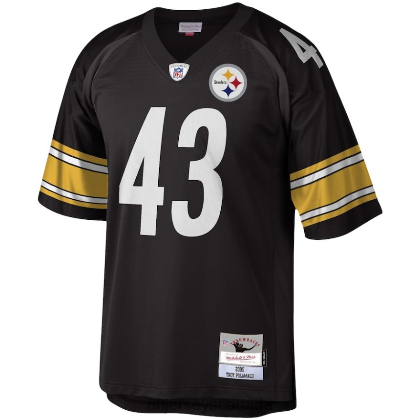 Men Pittsburgh Steelers Troy Polamalu Mitchell  Ness Black Legacy Replica Jersey Clothing NFL TBXFR62249
