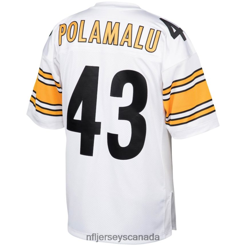 Men Pittsburgh Steelers Troy Polamalu Mitchell  Ness White 2005 Authentic Throwback Retired Player Jersey Clothing NFL TBXFR6945