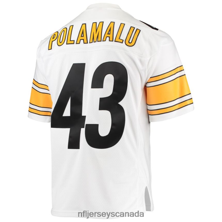Men Pittsburgh Steelers Troy Polamalu Mitchell  Ness White 2005 Legacy Replica Jersey Clothing NFL TBXFR6479