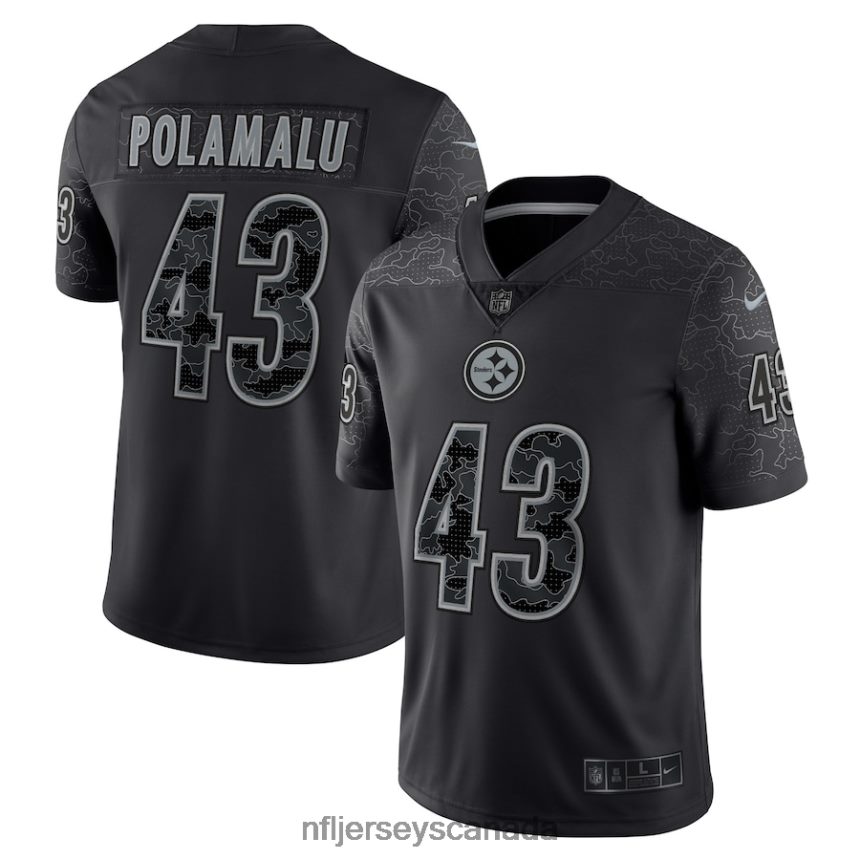 Men Pittsburgh Steelers Troy Polamalu Nike Black Retired Player RFLCTV Limited Jersey Clothing NFL TBXFR61446