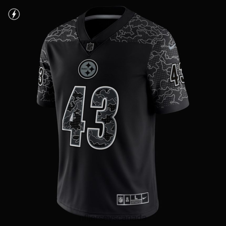 Men Pittsburgh Steelers Troy Polamalu Nike Black Retired Player RFLCTV Limited Jersey Clothing NFL TBXFR61446
