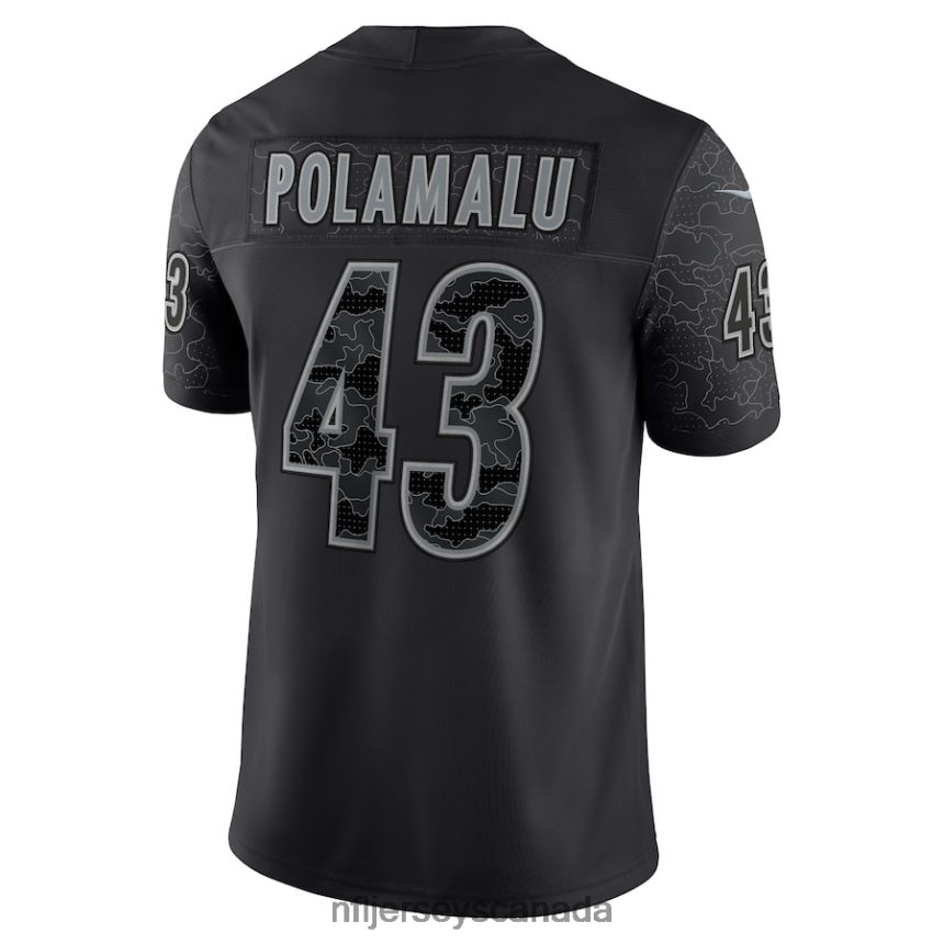 Men Pittsburgh Steelers Troy Polamalu Nike Black Retired Player RFLCTV Limited Jersey Clothing NFL TBXFR61446